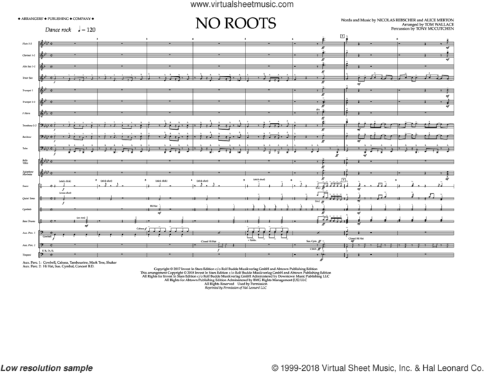 No Roots (COMPLETE) sheet music for marching band by Tom Wallace, Alice Merton and Nicolas Rebscher, intermediate skill level