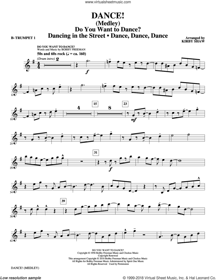 DANCE! (Medley) (complete set of parts) sheet music for orchestra/band by Kirby Shaw, Brian Wilson, Carl Wilson, Mike Love and The Beach Boys, intermediate skill level
