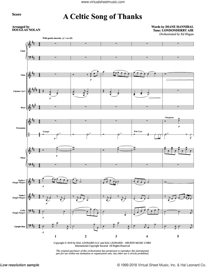 A Celtic Song of Thanks (COMPLETE) sheet music for orchestra/band by Douglas Nolan, Diane Hannibal and Londonderry Air, intermediate skill level