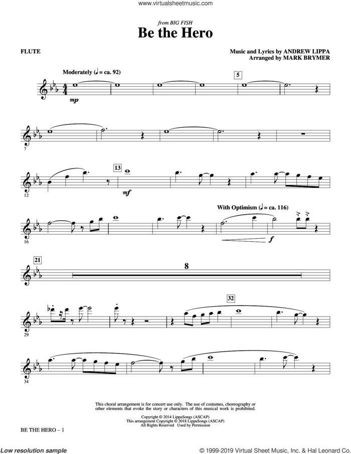Be the Hero (complete set of parts) sheet music for orchestra/band by Mark Brymer and Andrew Lippa, intermediate skill level