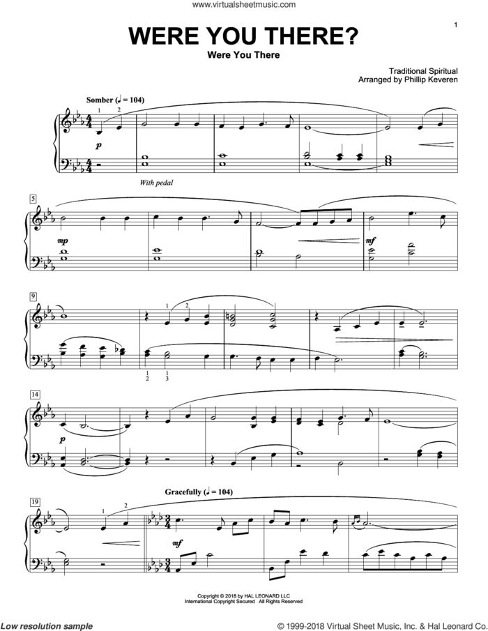 Were You There? [Classical version] (arr. Phillip Keveren), (intermediate) sheet music for piano solo by Phillip Keveren, Charles Winfred Douglas (Harm) and Miscellaneous, classical score, intermediate skill level