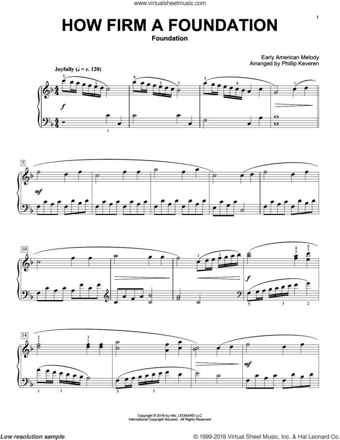 How Firm a Foundation [Classical version] (arr. Phillip Keveren) sheet music for piano solo by John Rippon, Phillip Keveren and Miscellaneous, classical score, intermediate skill level