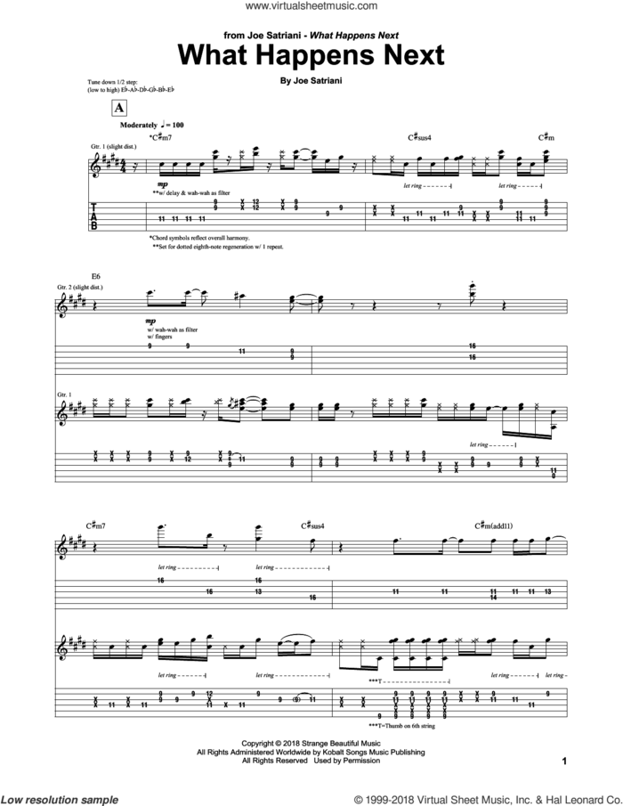 What Happens Next sheet music for guitar (tablature) by Joe Satriani, intermediate skill level