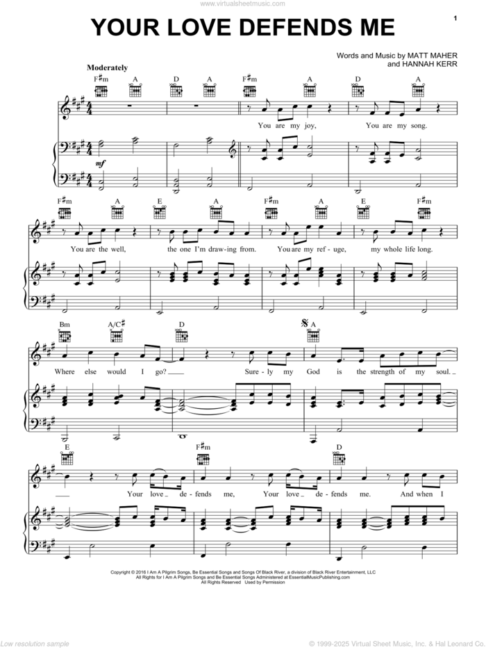 Your Love Defends Me sheet music for voice, piano or guitar (PDF)