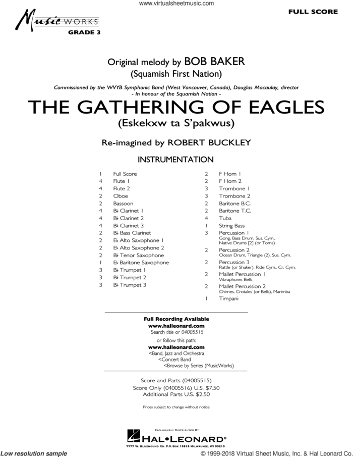 The Gathering of Eagles (COMPLETE) sheet music for concert band by Robert Buckley and Bob Baker, intermediate skill level