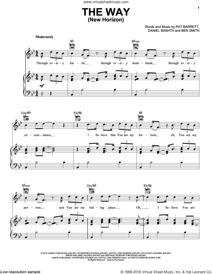 The Way (New Horizon) sheet music for voice, piano or guitar by Pat Barrett, Ben Smith and Daniel Bashta, intermediate skill level
