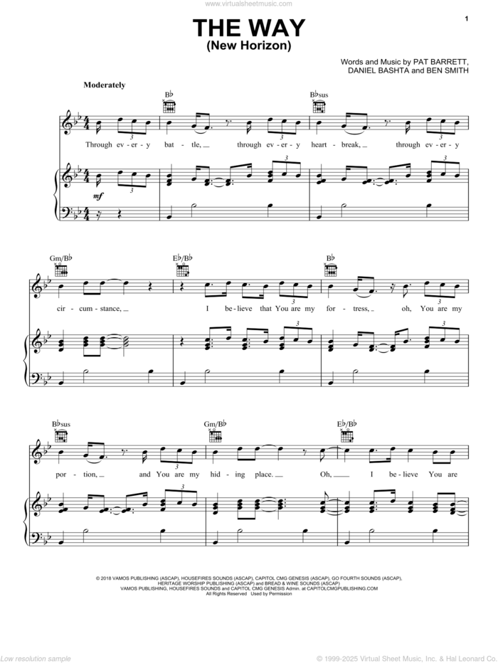 The Way (New Horizon) sheet music for voice, piano or guitar by Pat Barrett, Ben Smith and Daniel Bashta, intermediate skill level