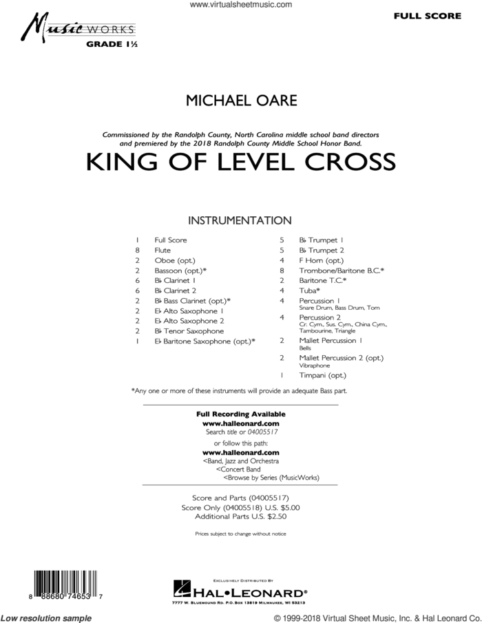 King of Level Cross (COMPLETE) sheet music for concert band by Michael Oare, intermediate skill level