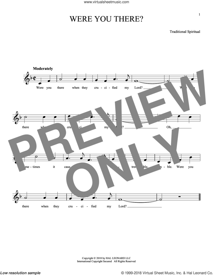 Were You There? sheet music for ocarina solo, intermediate skill level