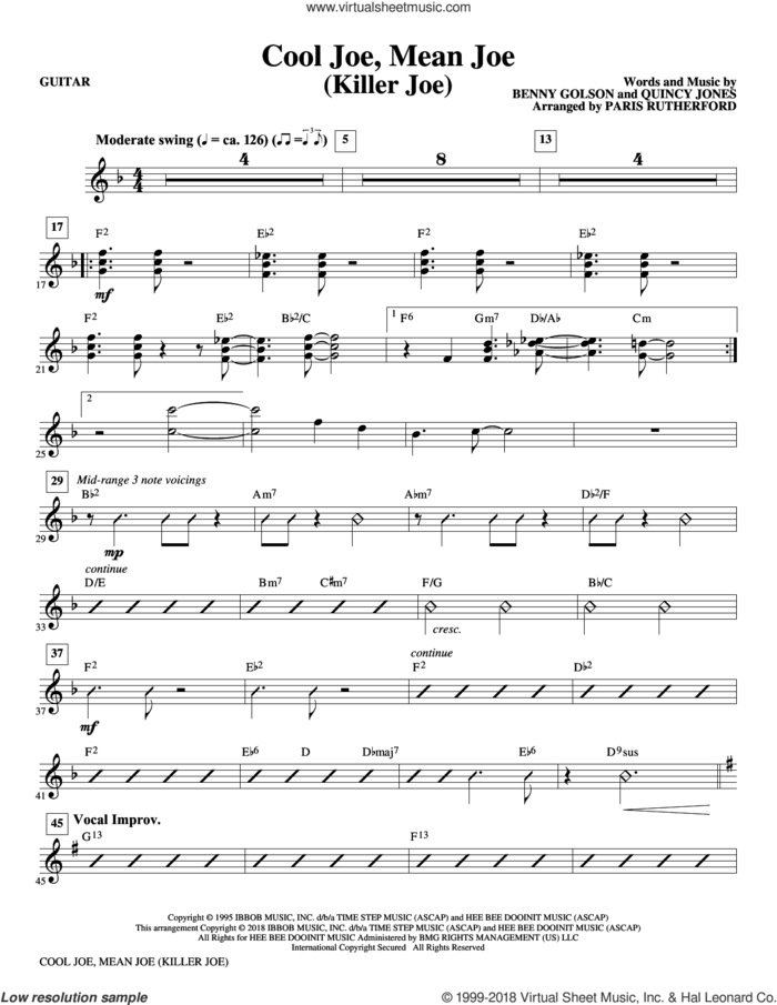 Cool Joe, Mean Joe (Killer Joe) (complete set of parts) sheet music for orchestra/band by Paris Rutherford, Benny Golson and Quincy Jones, intermediate skill level