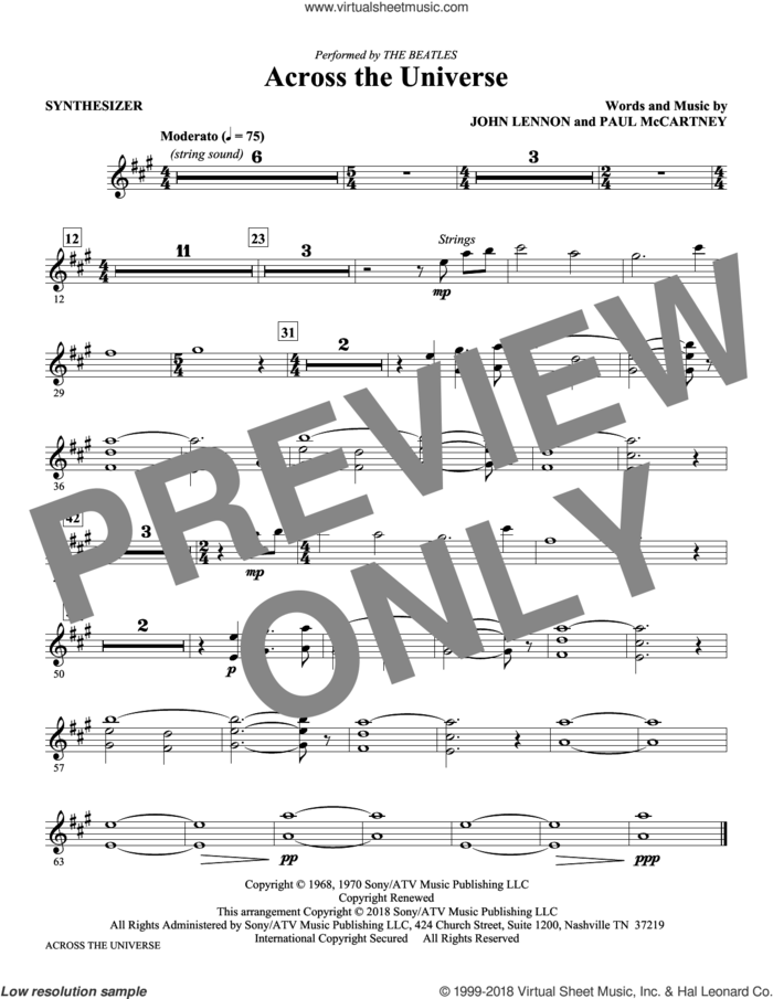 Across the Universe (complete set of parts) sheet music for orchestra/band by The Beatles, Ed Lojeski, John Lennon and Paul McCartney, intermediate skill level