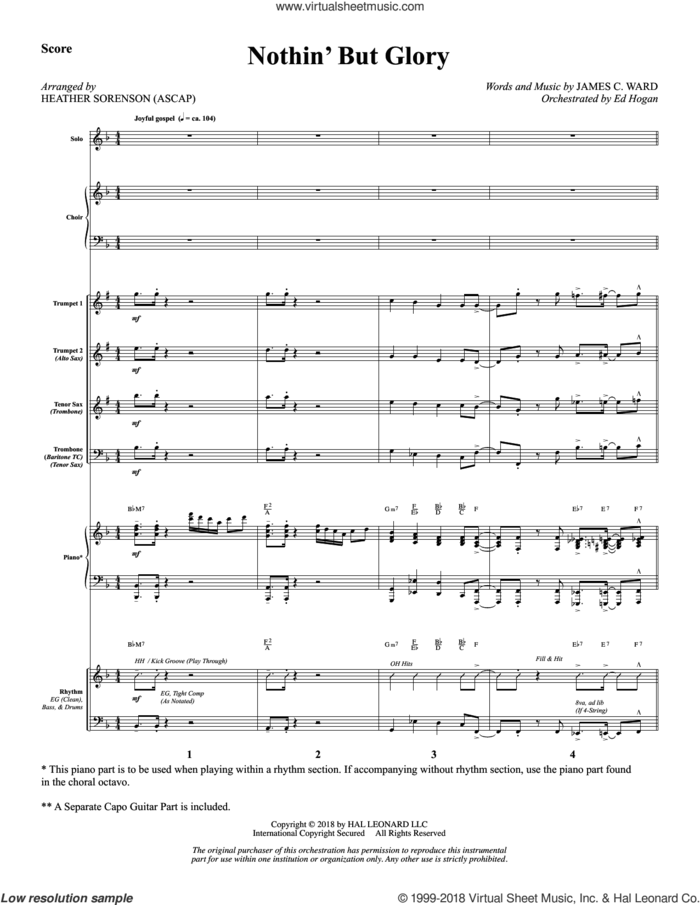 Nothin' But Glory (COMPLETE) sheet music for orchestra/band by Heather Sorenson and James C. Ward, intermediate skill level