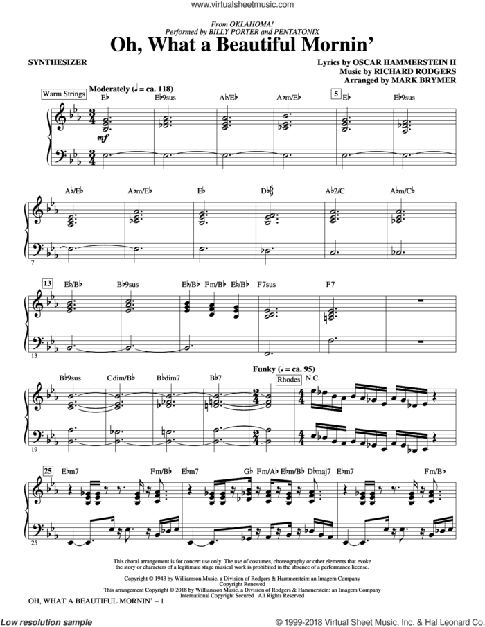 Oh, What a Beautiful Mornin' (complete set of parts) sheet music for orchestra/band by Richard Rodgers, Mark Brymer, Oscar II Hammerstein and Pentatonix, intermediate skill level