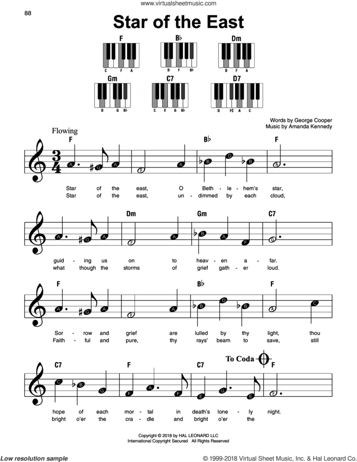 Star Of The East sheet music for piano solo by Amanda Kennedy and George Cooper, beginner skill level