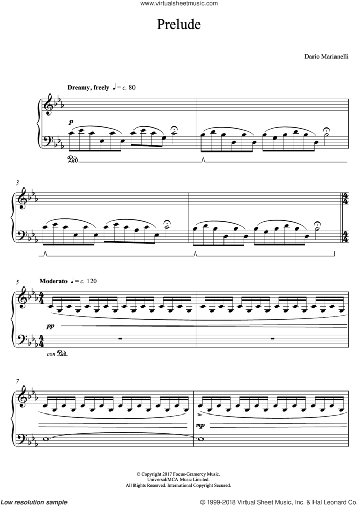 Prelude (from Darkest Hour) sheet music for piano solo by Dario Marianelli, intermediate skill level