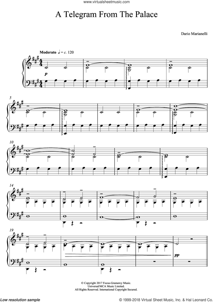 A Telegram From The Palace (from Darkest Hour) sheet music for piano solo by Dario Marianelli, intermediate skill level