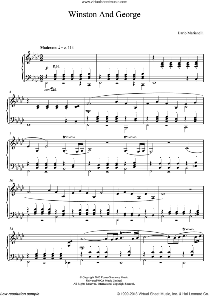 Winston And George (from Darkest Hour) sheet music for piano solo by Dario Marianelli, intermediate skill level