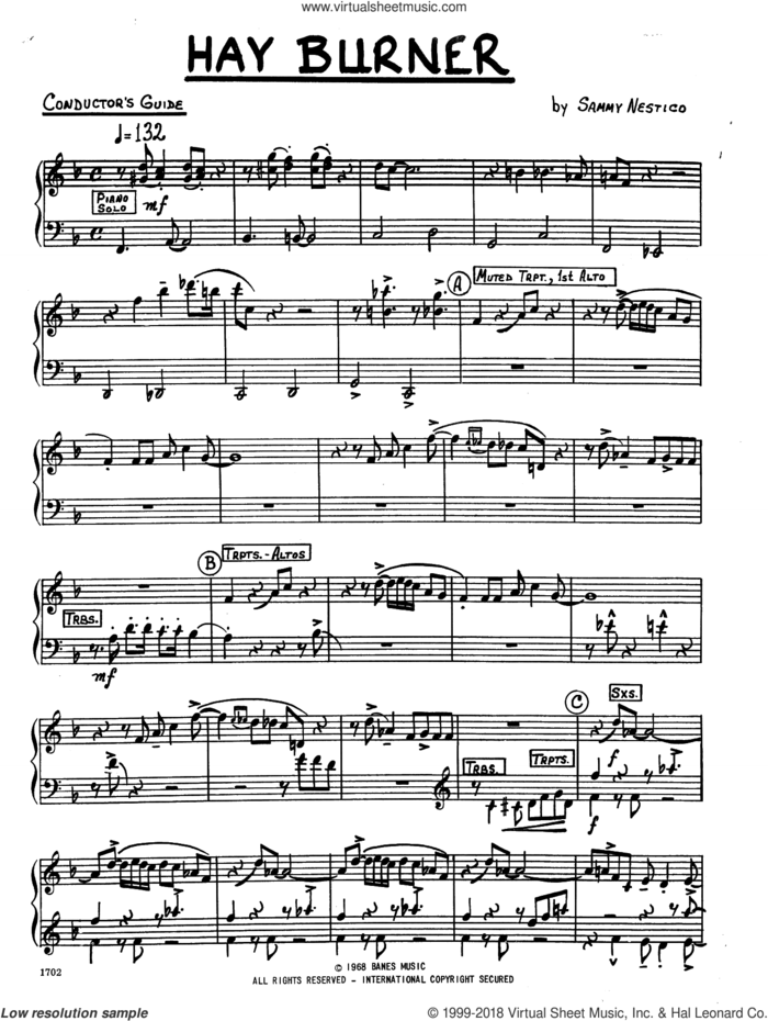 Hay Burner (COMPLETE) sheet music for jazz band by Sammy Nestico, intermediate skill level