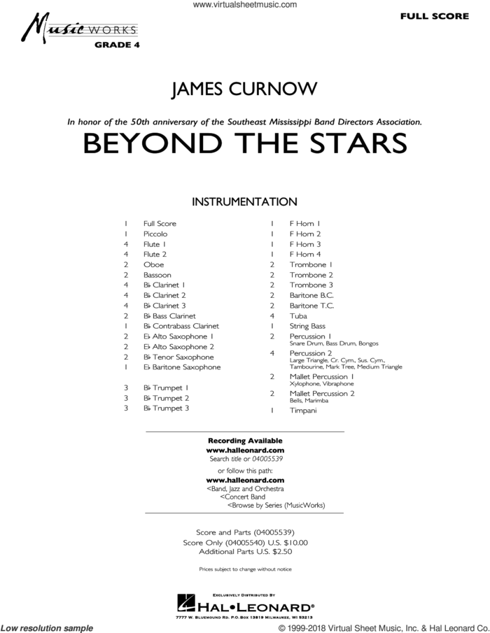 Beyond the Stars (COMPLETE) sheet music for concert band by James Curnow, intermediate skill level