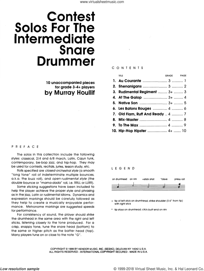 Contest Solos For The Intermediate Snare Drummer sheet music for percussions by Houllif, classical score, intermediate skill level