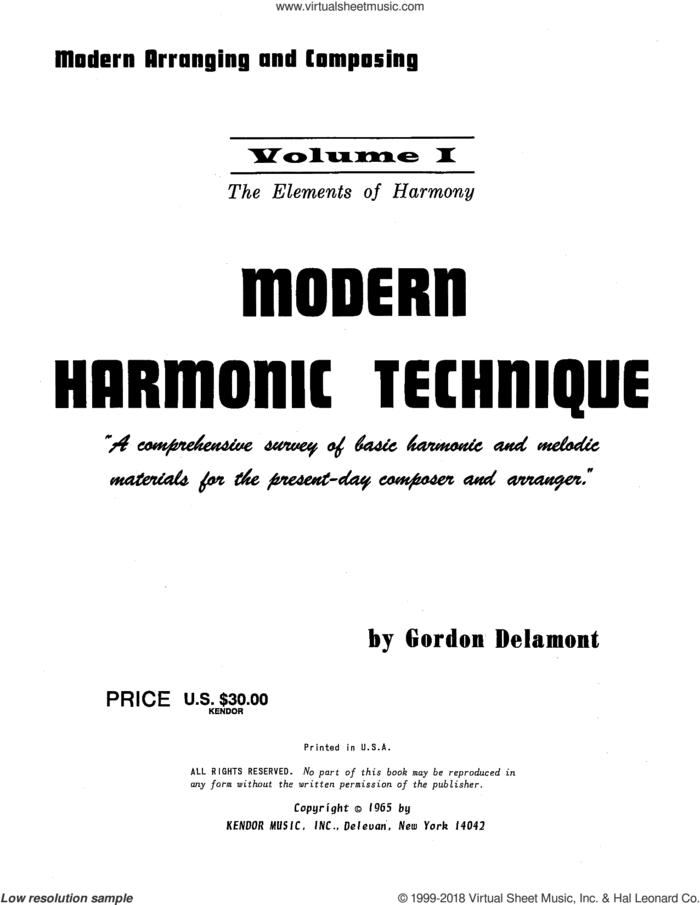 Modern Harmonic Technique, Vol. 1 sheet music for composition method by Gordon Delamont, intermediate skill level