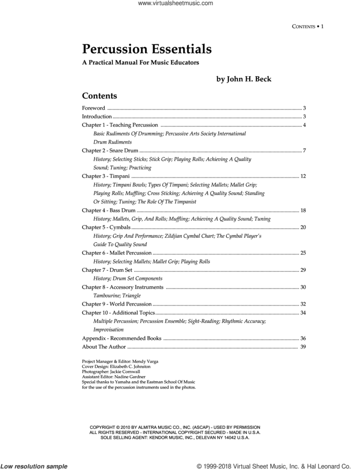 Percussion Essentials sheet music for percussions by John H. Beck, intermediate skill level