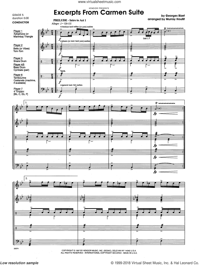 Excerpts From Carmen Suite (COMPLETE) sheet music for percussions by Houllif, classical score, intermediate skill level