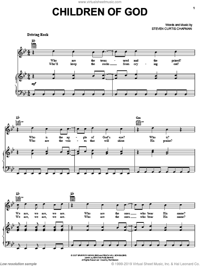 Children Of God sheet music for voice, piano or guitar by Steven Curtis Chapman, intermediate skill level