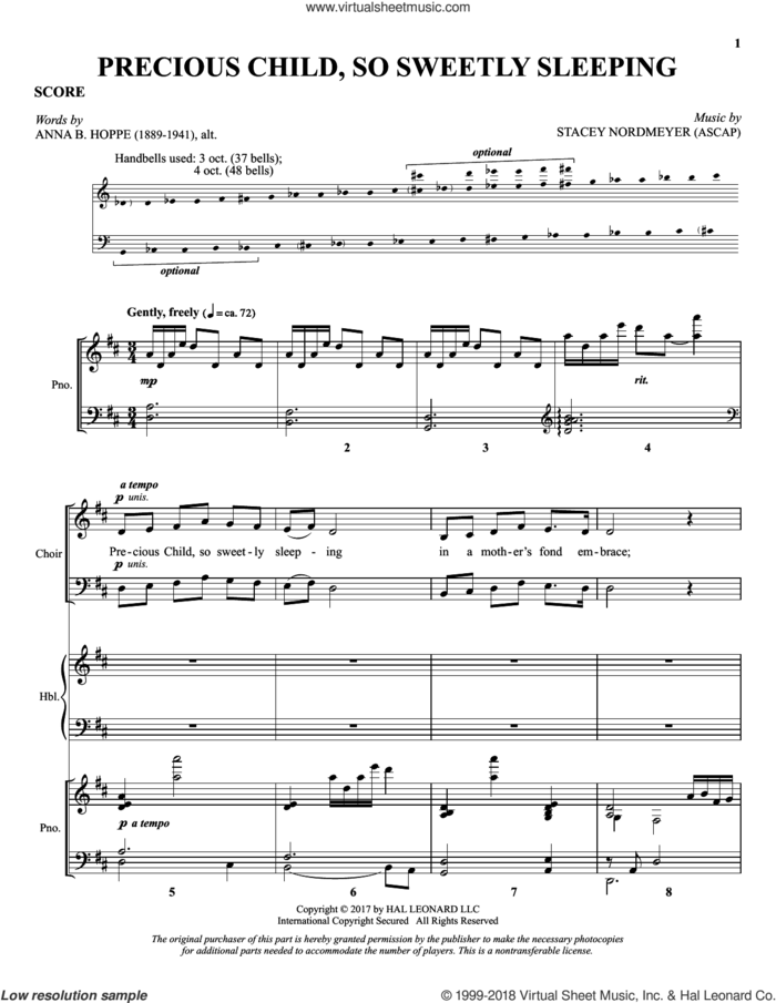 Precious Child, So Sweetly Sleeping (COMPLETE) sheet music for orchestra/band by Stacey Nordmeyer, Anna B. Hoppe and The First Noel, intermediate skill level