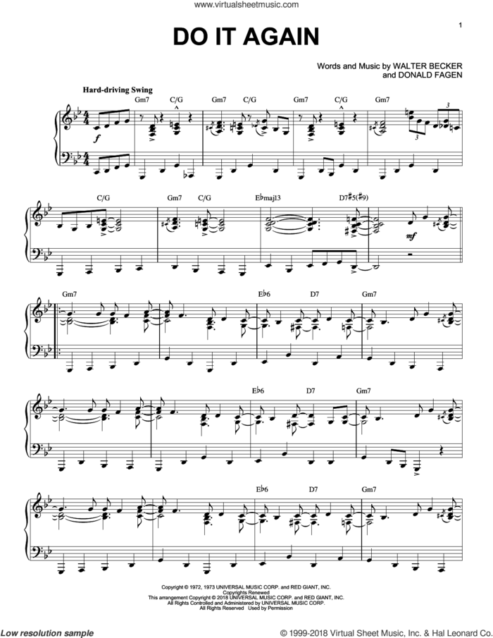 Do It Again [Jazz version] sheet music for piano solo by Steely Dan, Donald Fagen and Walter Becker, intermediate skill level