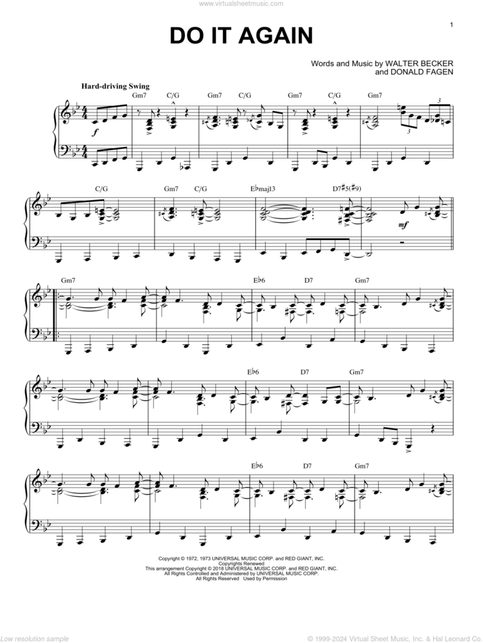 Do It Again [Jazz version] sheet music for piano solo by Steely Dan, Donald Fagen and Walter Becker, intermediate skill level