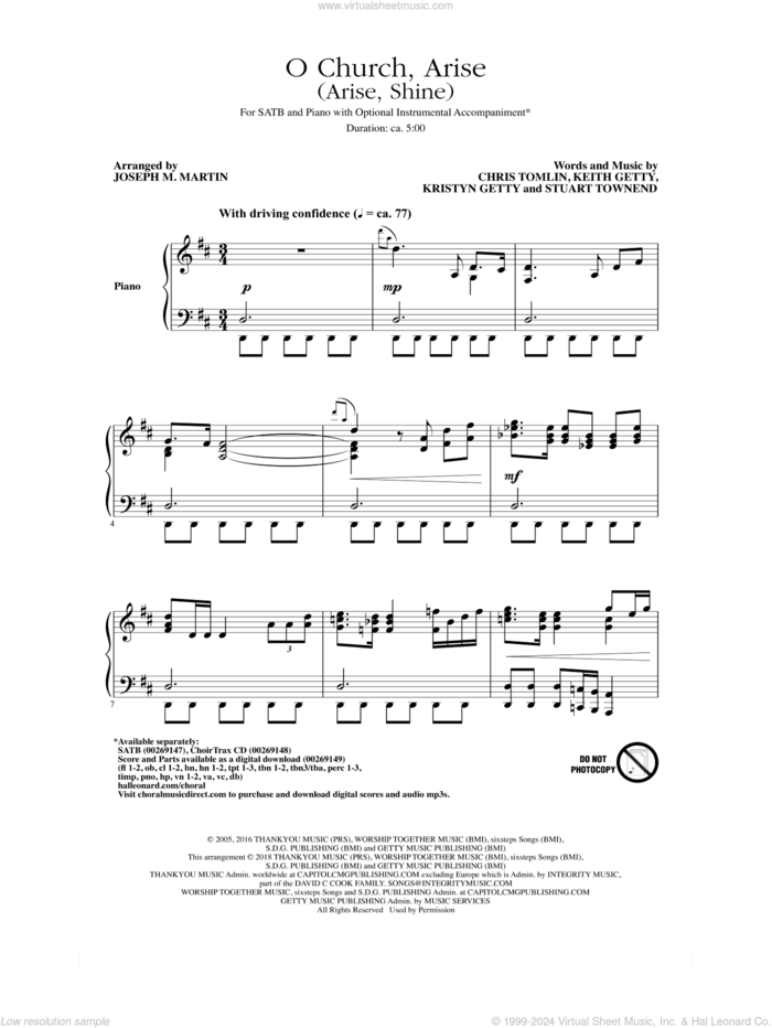 O Church, Arise (Arise, Shine) (arr. Joseph M. Martin) sheet music for choir (SATB: soprano, alto, tenor, bass) by Stuart Townend, Joseph M. Martin and Keith and Kristyn Getty, intermediate skill level