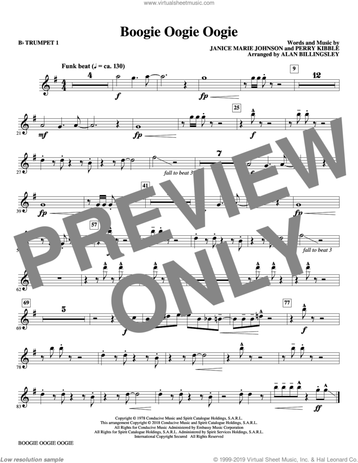 Boogie Oogie Oogie (arr. Alan Billingsley) (complete set of parts) sheet music for orchestra/band by Alan Billingsley, A Taste Of Honey, Janice Marie Johnson and Perry Kibble, intermediate skill level