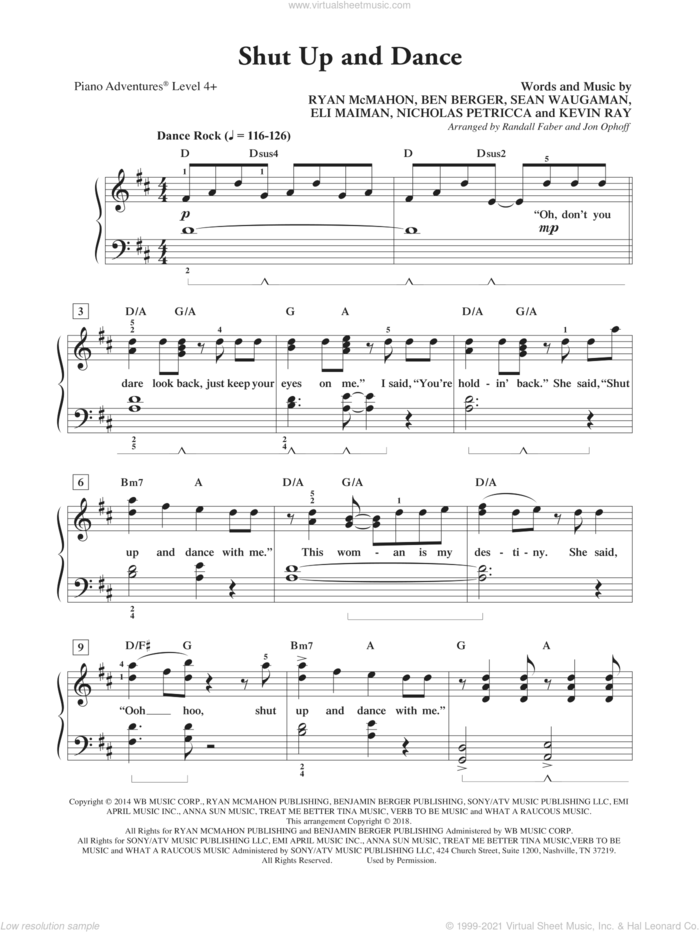 Ophoff Shut Up and Dance sheet music for piano solo [PDF]