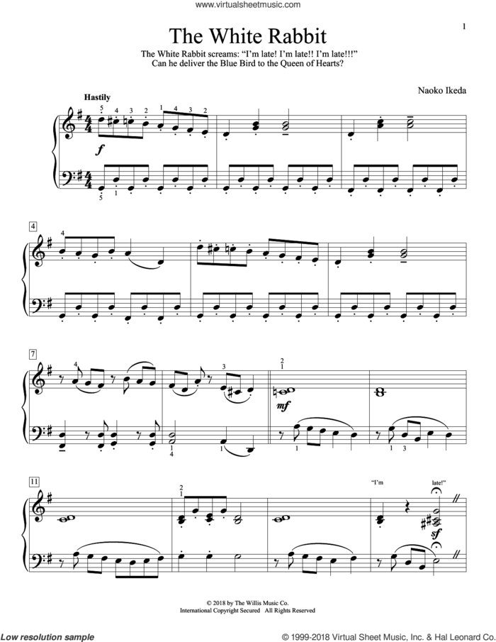 The White Rabbit sheet music for piano solo (elementary) by Naoko Ikeda, beginner piano (elementary)