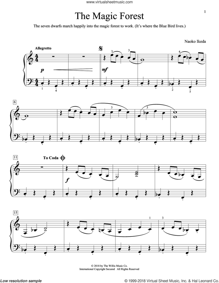 The Magic Forest sheet music for piano solo (elementary) by Naoko Ikeda, beginner piano (elementary)