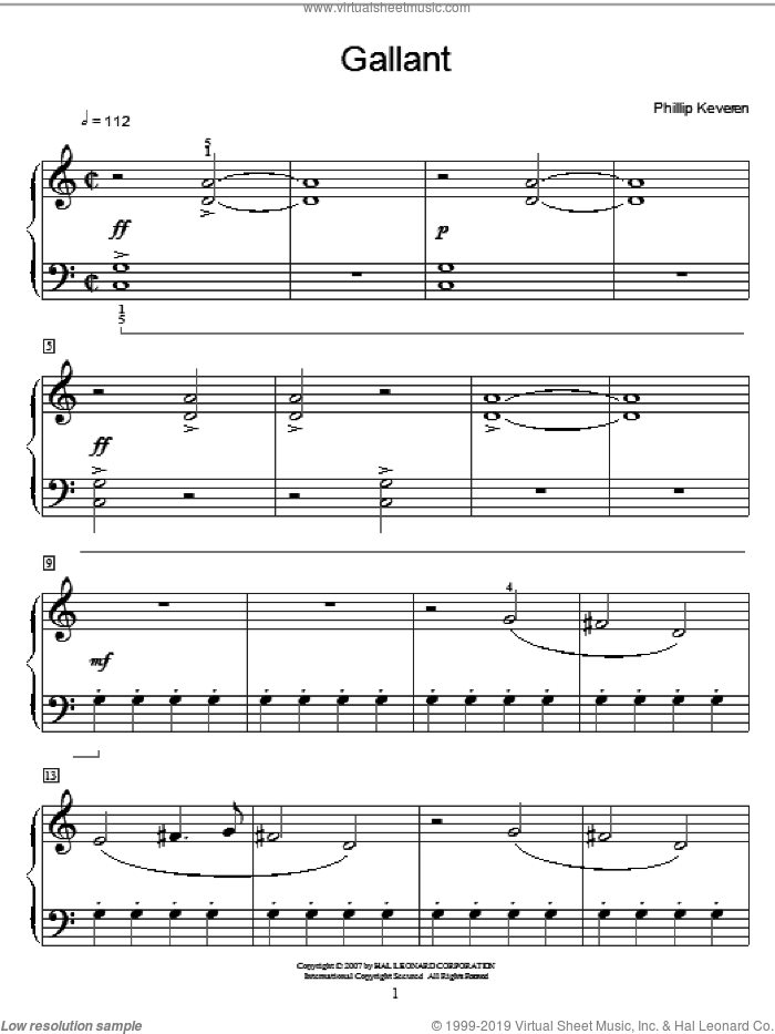 Gallant sheet music for piano solo by Phillip Keveren and Miscellaneous, intermediate skill level