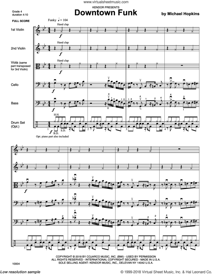 Downtown Funk (COMPLETE) sheet music for orchestra by Michael Hopkins, intermediate skill level