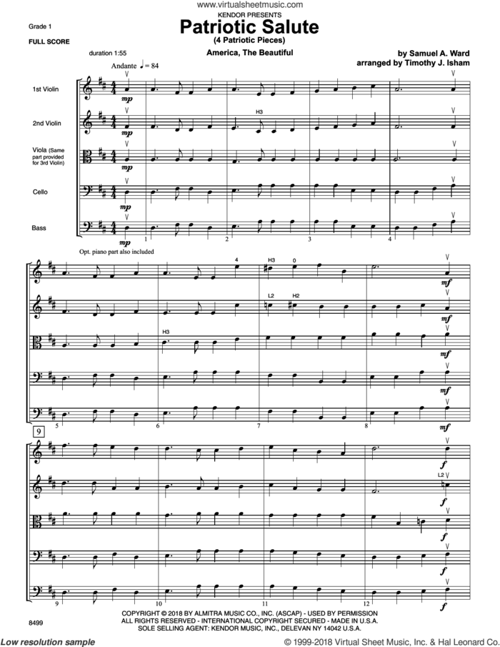 Patriotic Salute (4 Patriotic Pieces) (COMPLETE) sheet music for orchestra by Timothy Isham and Miscellaneous, intermediate skill level