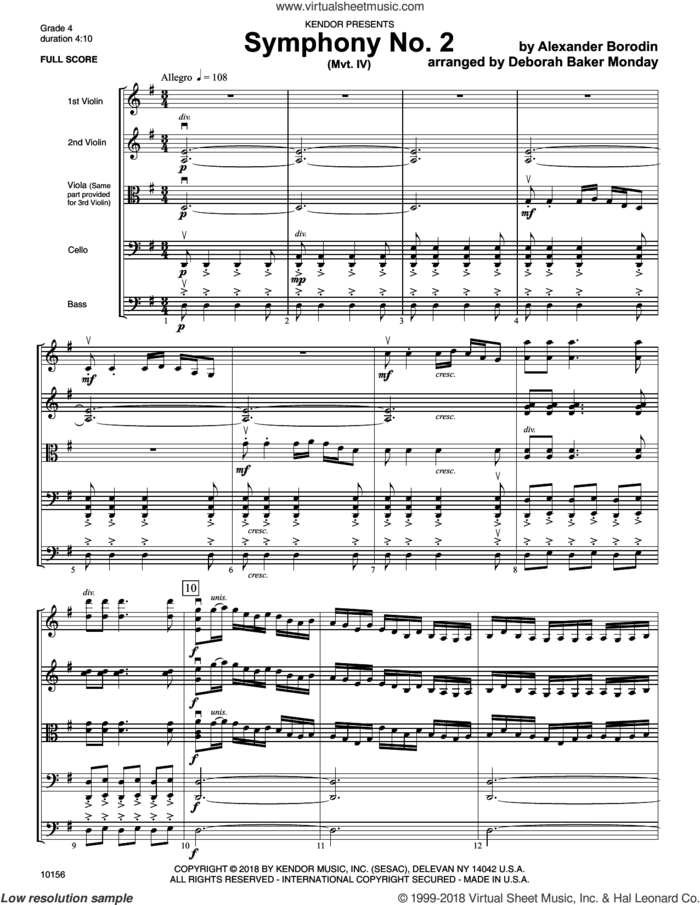Symphony No. 2 (Mvt. IV) (COMPLETE) sheet music for orchestra by Deborah Baker Monday and Alexander Borodin, classical score, intermediate skill level