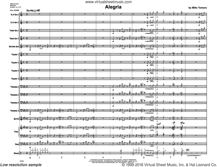 Alegria (COMPLETE) sheet music for jazz band by Mike Tomaro, intermediate skill level