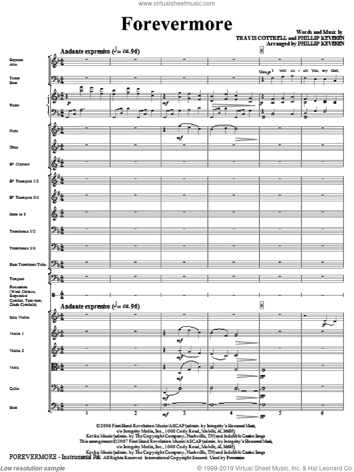 Forevermore (COMPLETE) sheet music for orchestra/band (Orchestra) by Travis Cottrell, Phillip Keveren, Psalm 145 and Travis Cottrell & Phillip Keveren, intermediate skill level