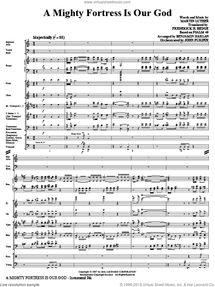 A Mighty Fortress Is Our God (COMPLETE) sheet music for orchestra/band (Special) by Benjamin Harlan, Frederick H. Hedge, Martin Luther and Miscellaneous, intermediate skill level