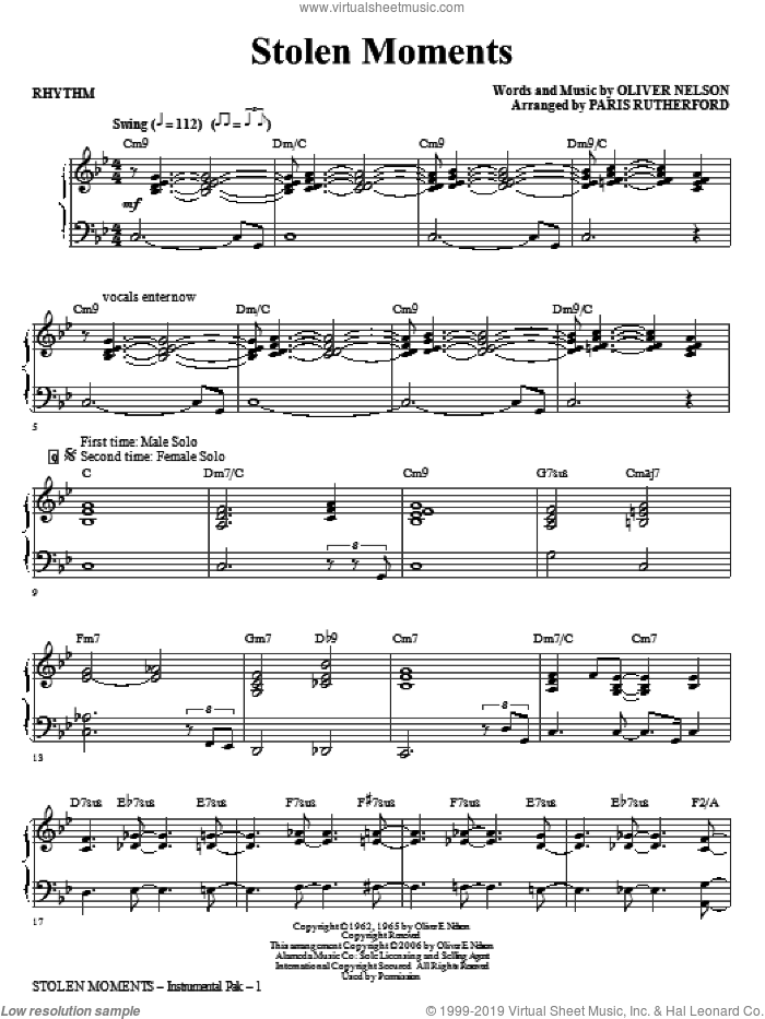Stolen Moments (COMPLETE) sheet music for orchestra/band (Rhythm) by Oliver Nelson and Paris Rutherford, intermediate skill level