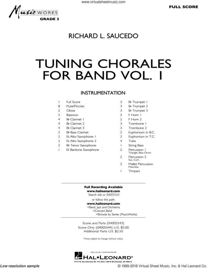 Tuning Chorales for Band (COMPLETE) sheet music for concert band by Richard L. Saucedo, intermediate skill level
