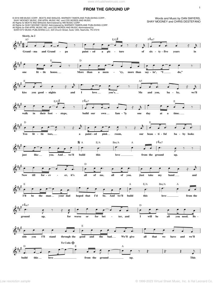 From The Ground Up sheet music for voice and other instruments (fake book) by Dan & Shay, Chris Destefano, Dan Smyers and Shay Mooney, wedding score, intermediate skill level
