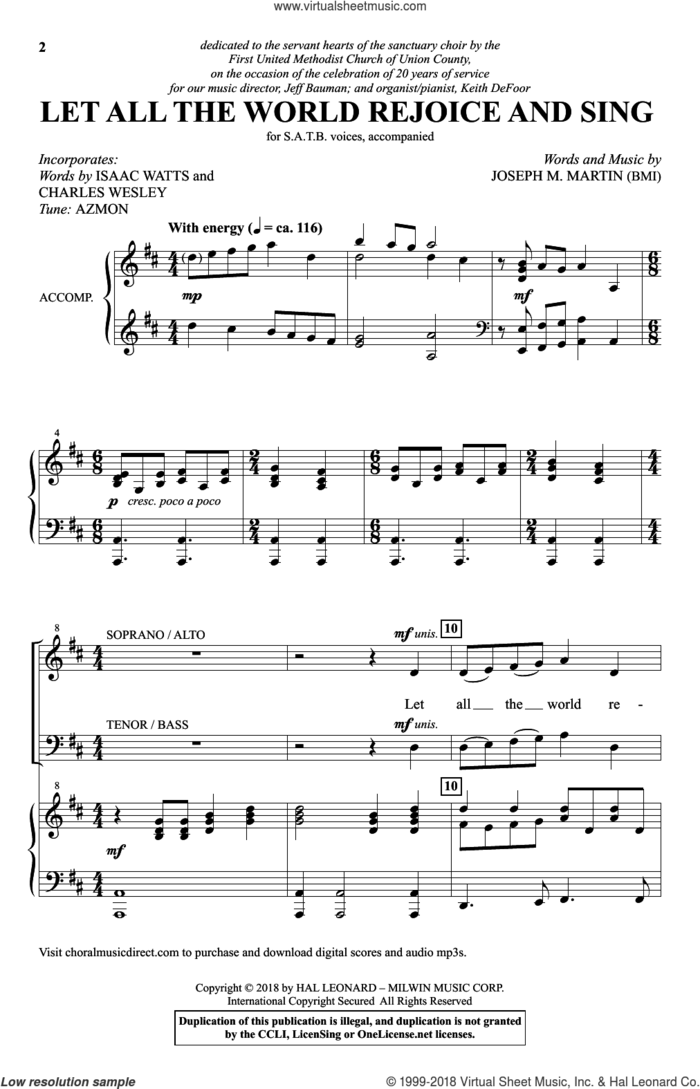 Let All The World Rejoice And Sing sheet music for choir (SATB: soprano, alto, tenor, bass) by Joseph M. Martin, intermediate skill level