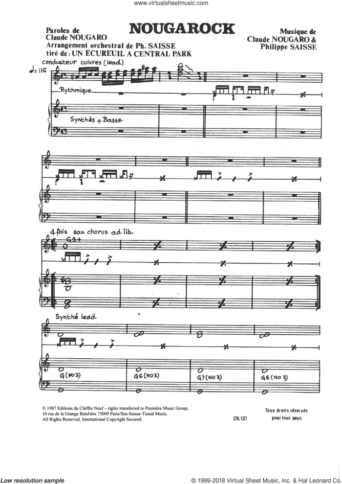 Nougarock (from 'Un Ecureuil A Central Park') sheet music for voice and piano by Claude Nougaro and Philippe Saisse, intermediate skill level