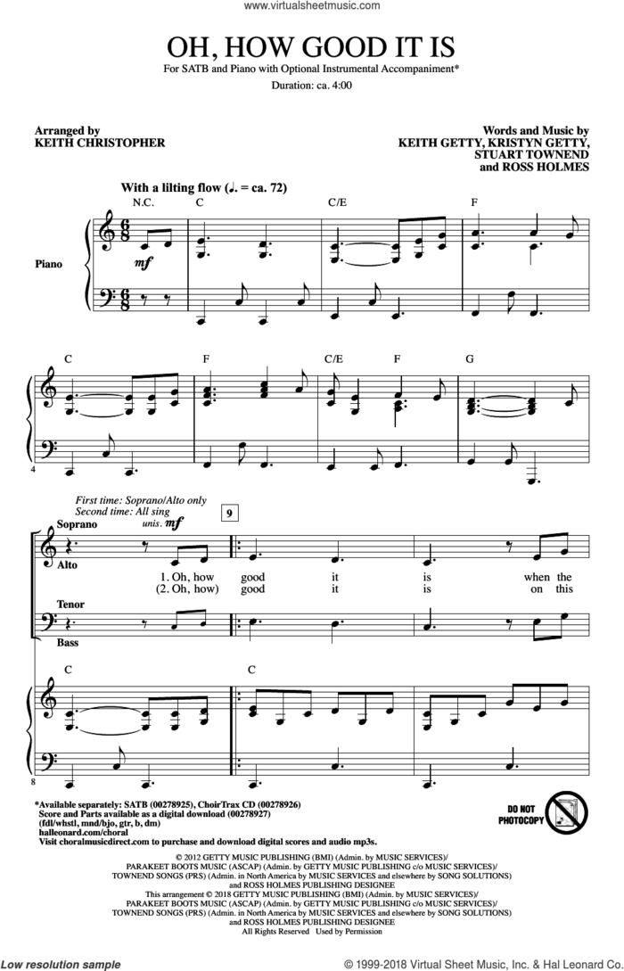 Oh, How Good It Is (arr. Keith Christopher) sheet music for choir (SATB: soprano, alto, tenor, bass) by Stuart Townend, Keith Christopher, Keith & Kristyn Getty, Keith Getty, Kristyn Getty and Ross Holmes, intermediate skill level