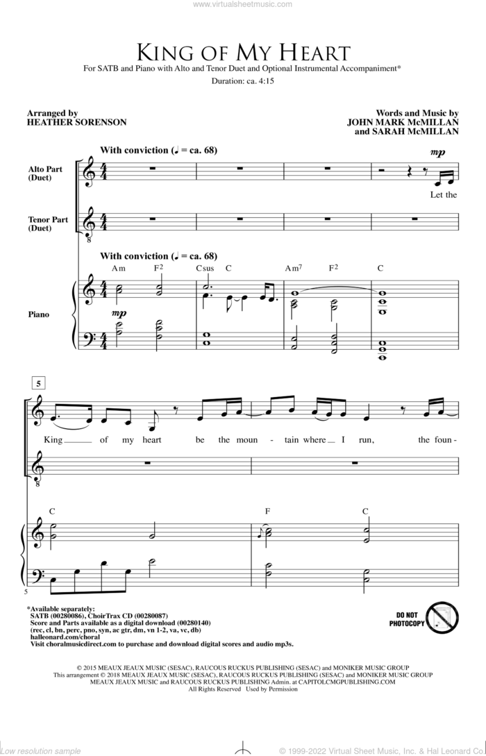 King Of My Heart sheet music for choir (SATB: soprano, alto, tenor, bass) by John Mark McMillan, Heather Sorenson, Kutless and Sarah McMillan, intermediate skill level